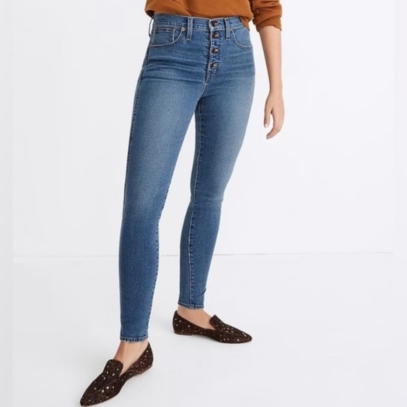 Madewell 10"" High Rise Skinny Medium Blue Jeans Size 25 - Picture 1 of 8